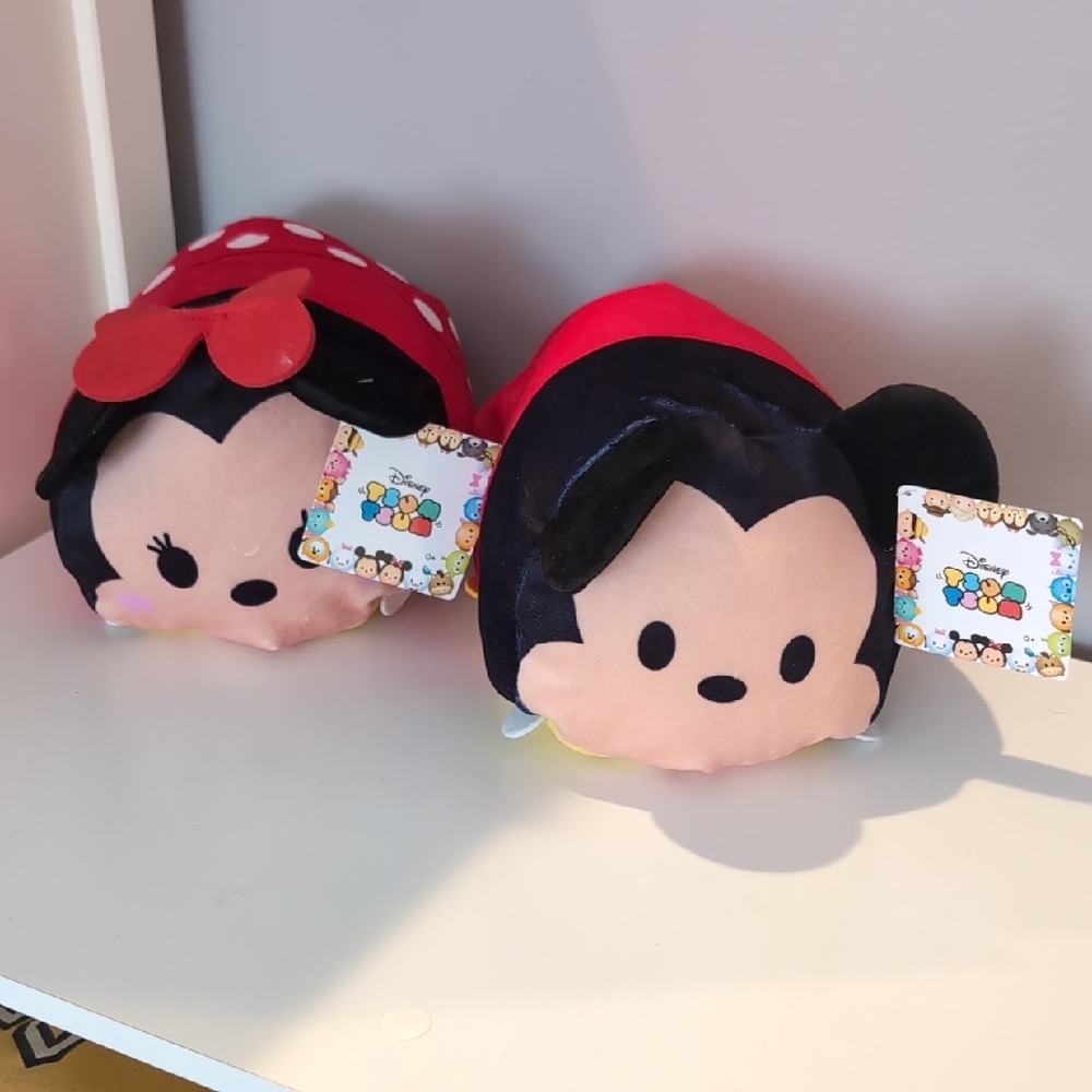 Disney Tsum Tsum Mickey & Minnie Plush Set - Red, Black, Peach